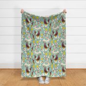 bunnies chicken daffodiles mint // large scale