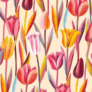 field of tulips cream // large scale