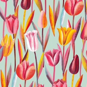 field of tulips light blue // large scale