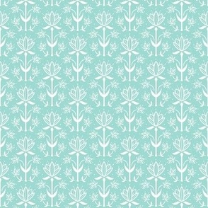 Vintage Victorian-Inspired Botanical in White on Mint - Extra Small