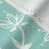 Vintage Victorian-Inspired Botanical in White on Mint - Large