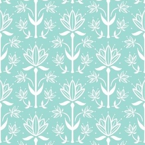 Vintage Victorian-Inspired Botanical in White on Mint - Small