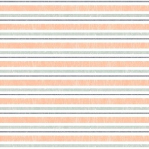 Easter Horizontal Stripes - coral pink,  mint green and  grey on white