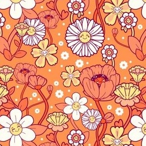 Smiley Vintage Florals - Orange