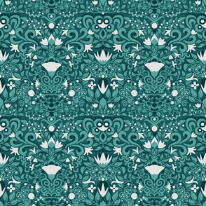 turquoise floral damask - small scale