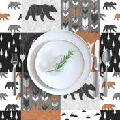 baby bear patchwork woodland -grey/cider -  C22