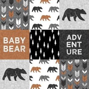 baby bear patchwork woodland -grey/cider -  C22