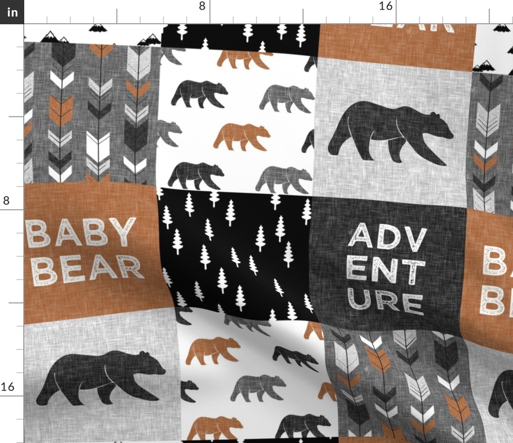 baby bear patchwork woodland -grey/cider -  C22