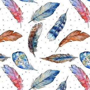 Watercolor Feather Pattern on Whitest White