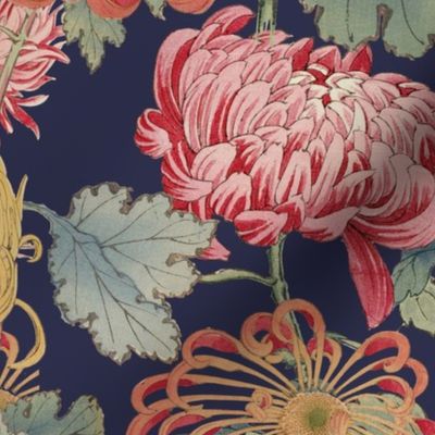 Large Flowers in Navy 