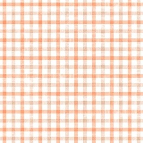 Coral Pink Easter Gingham check grid on cream