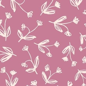Nathalie 3 moody pink /  delicate sweet floral pattern