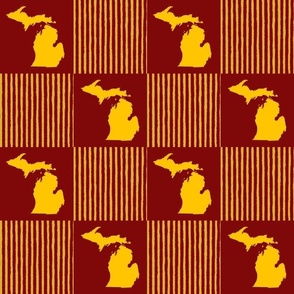 Michigan Cheater Quilt Old Red And Gold