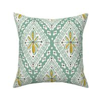 Skye - Boho Geometric Dusty Aqua Gold Ivory Large Scale