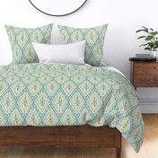 Skye - Boho Geometric Dusty Aqua Gold Ivory Large Scale