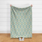 Skye - Boho Geometric Dusty Aqua Gold Ivory Large Scale