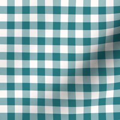 1/2 Inch Teal Buffalo Check | Half Inch Checkered Teal and White