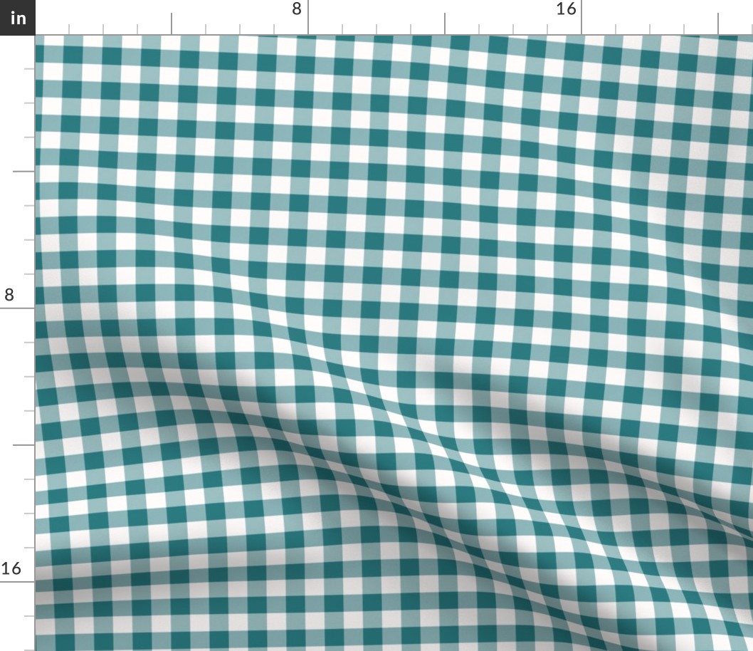 1/2 Inch Teal Buffalo Check | Half Inch Checkered Teal and White