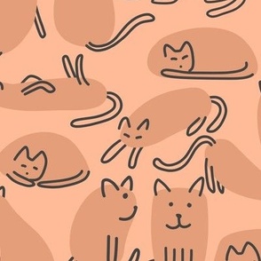 abstract cats - peach
