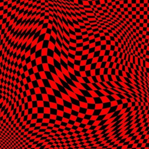 trippy checkerboard black and red