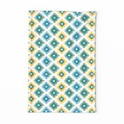 Ikat Geometric in blues, greens, and yellows