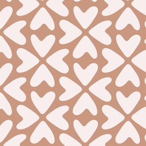 Bold Love warm brown /  minimal geometric pattern with hearts