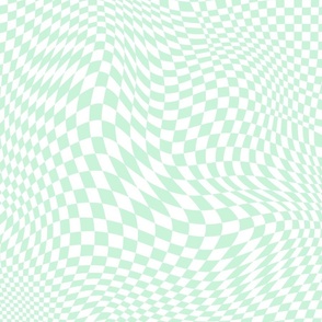 trippy checkerboard white and pastel green