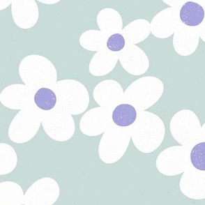 60s Daisy Party (large scale)—lilac and seaglass