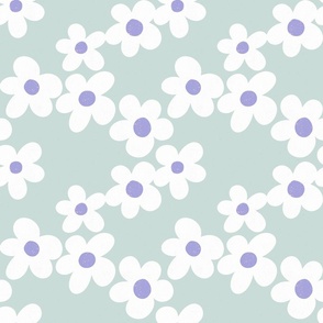 60s Daisy Party (large scale)—lilac and seaglass