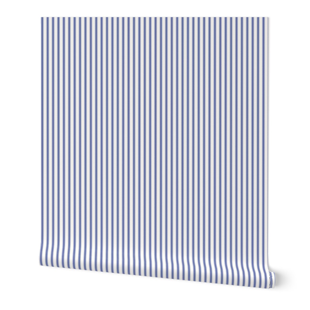 Ticking Stripe: Periwinkle Blue & Cream, Blue Pillow Ticking