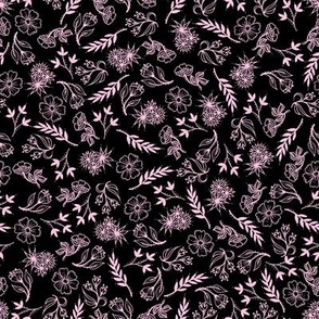 Floral blender in black and pink Small scale