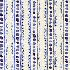 Folk Tupesian ceramic inspired stripes in royal blue on cream background Extra large Jumbo scale