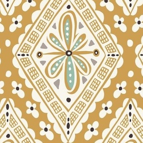 Skye - Boho Geometric Goldenrod Yellow Ivory Large Scale