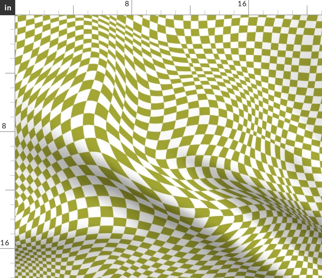 trippy checkerboard white and 70s green