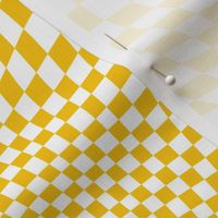trippy checkerboard white and burnt yellow