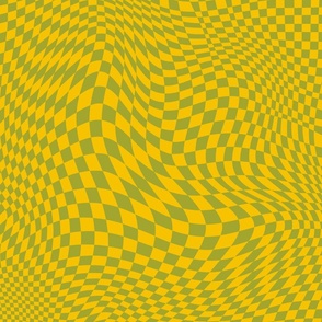 trippy checkerboard 70s green and burnt gold