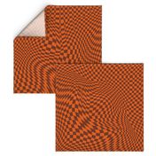 trippy checkerboard brown and burnt orange