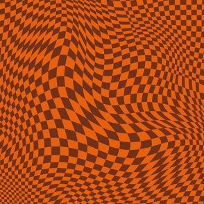 trippy checkerboard brown and burnt orange
