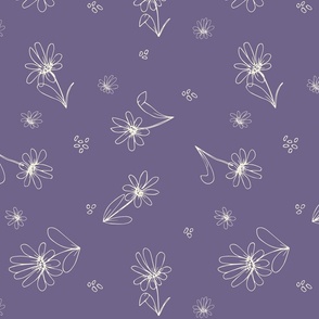 Field of Daisies - Cream on Purple 150dpi-02