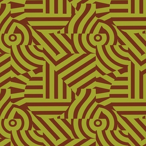 abstract trippy brown and 70s green