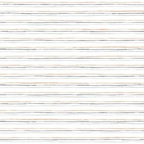 Hand drawn horizontal thin multicoloured stripes on white