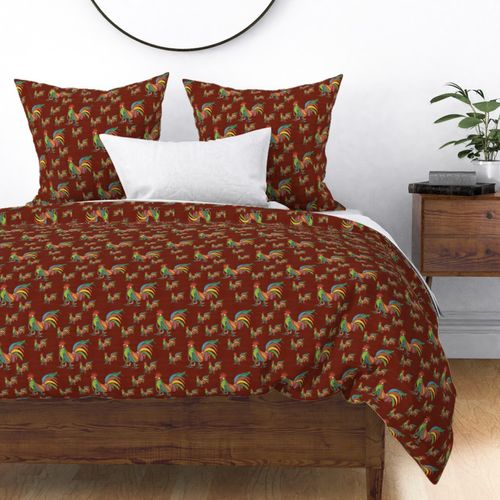 Punky Rooster Pattern on Umber