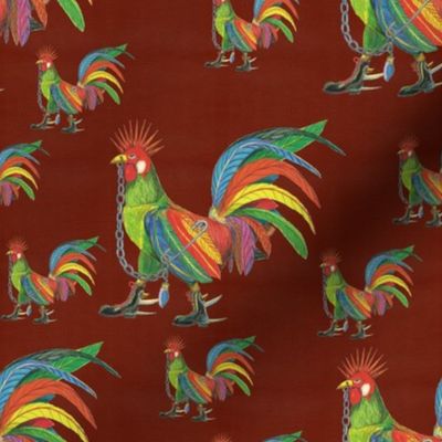 Punky Rooster Pattern on Umber