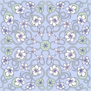 Art nouveau nasturtiums neutral blue