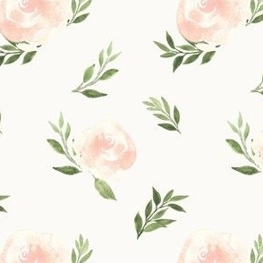 Peachy rose  - off white, floral, pretty, girls, girls room, wallpaper