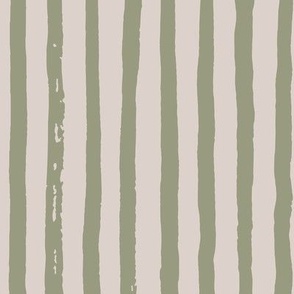 Tan and Green Hand Painted Stripes Large Scale