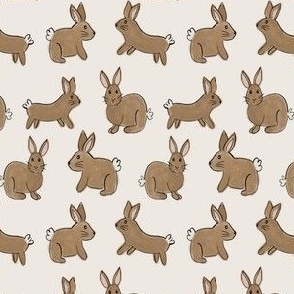 brown bunny rabbits on cream / small / for gender neutral kids clothing, perfect for Easter