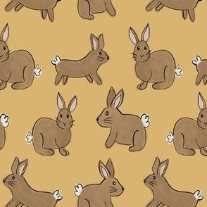 brown bunny rabbits on yellow / medium / for gender neutral kids clothing, perfect for Easter