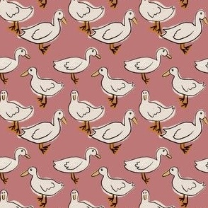 white ducks on dusty pink illustration, kids, children, cute, cartoon