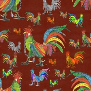 Punky Rooster Mixed Pattern on Umber